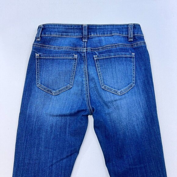 Enjean Womens Blue Regular Fit Medium Wash Distressed Skinny Leg Jeans Size 3 - Picture 6 of 8